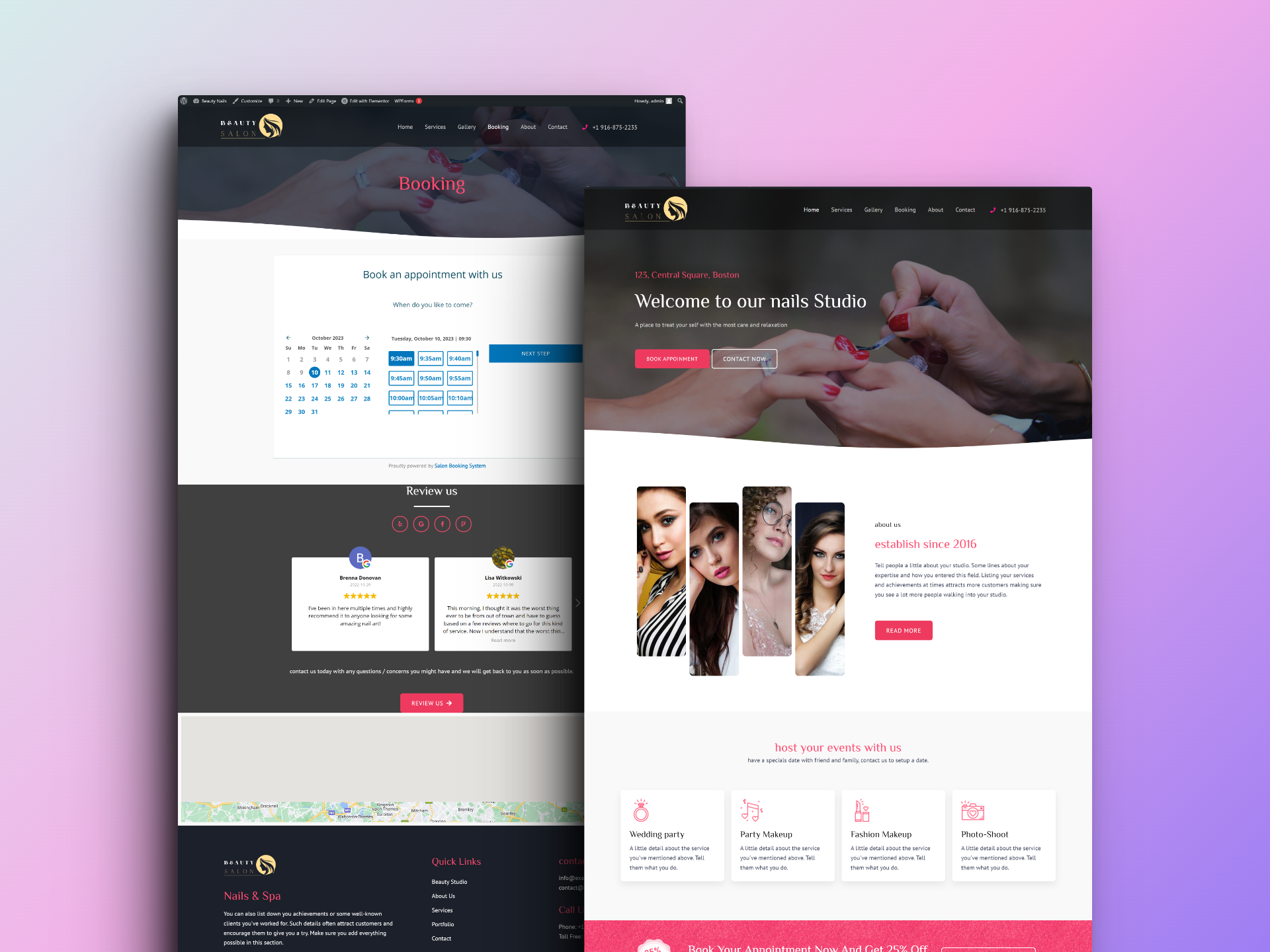 Wordpress Nail Salon with online booking website